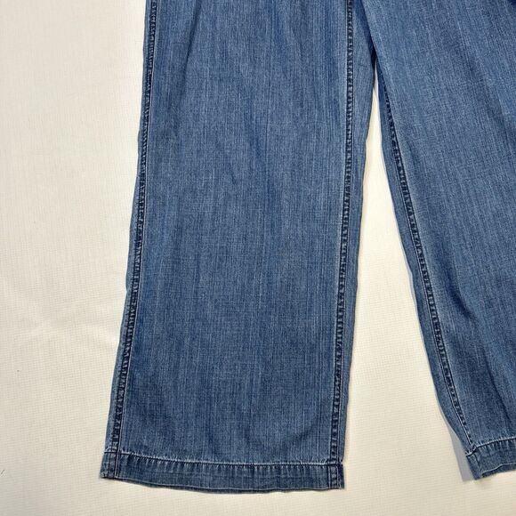 J CREW Point Sur Wide Leg Tailored Indigo Blue Denim Jumpsuit Size 6 Sleeveless - Picture 6 of 16